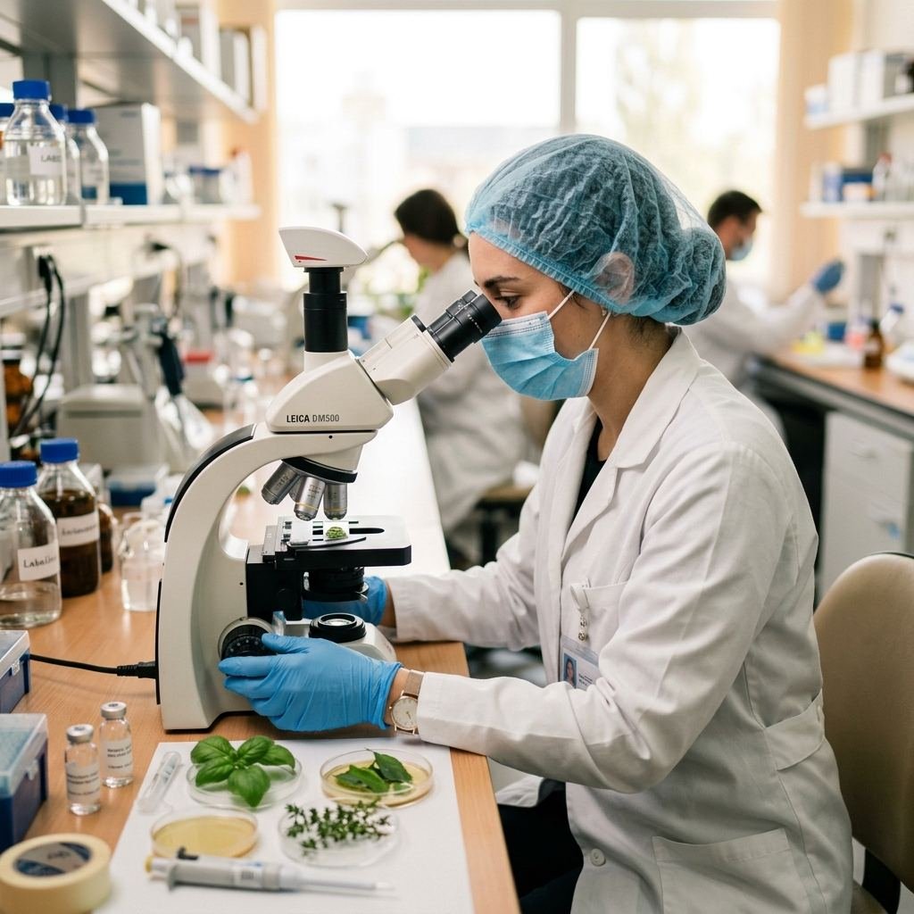 Scientist testing herbal formulations